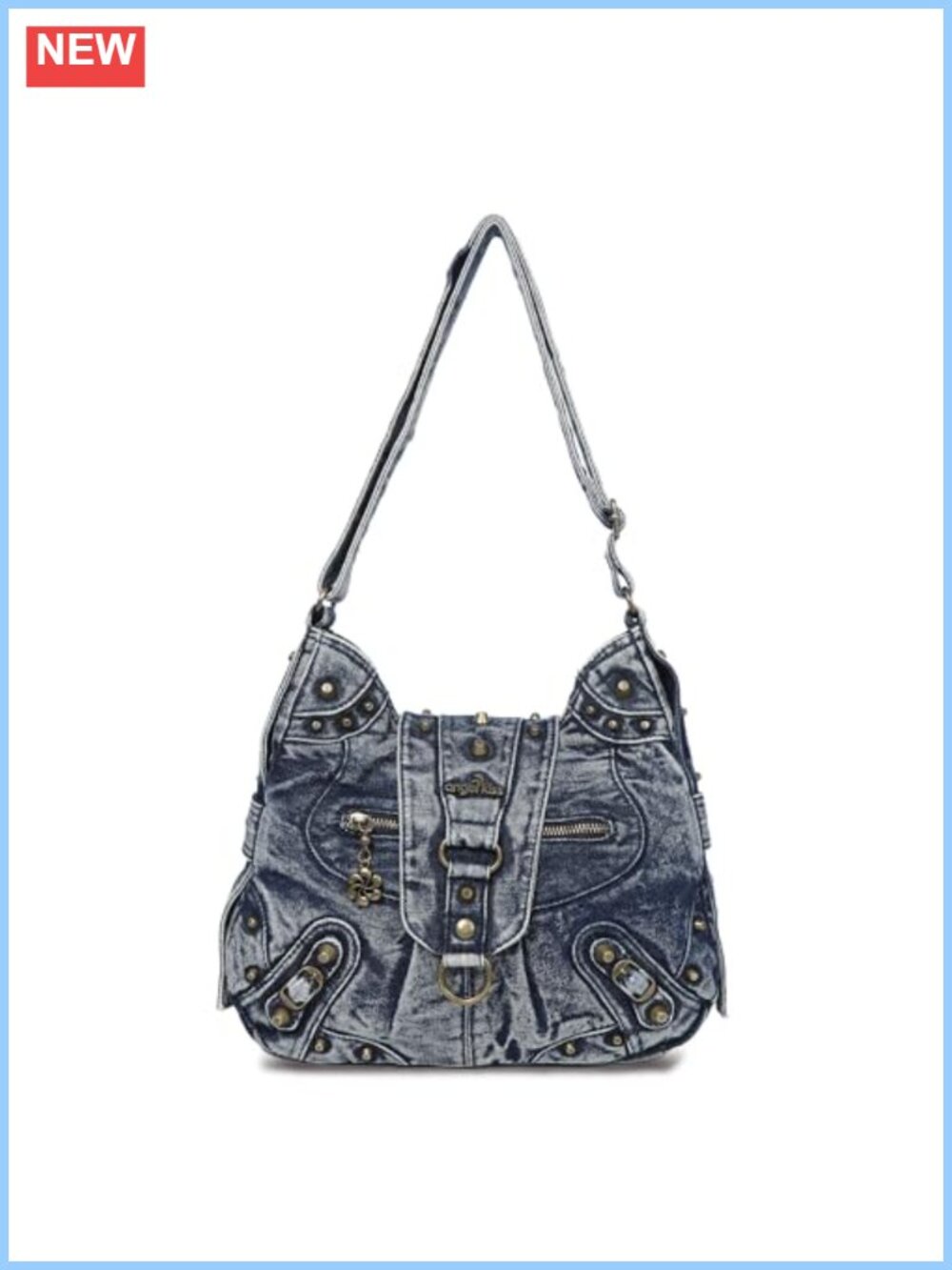 Studded Vegan Leather Hobo Bag Women Roomy Crossbody Shoulder Purse